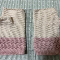 バイカラーウールハンドウォーマー●ハンドメイド 手袋●スマホ、パソコン作業にオススメの画像