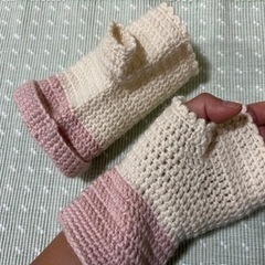 バイカラーウールハンドウォーマー●ハンドメイド 手袋●スマホ、パソコン作業にオススメの画像