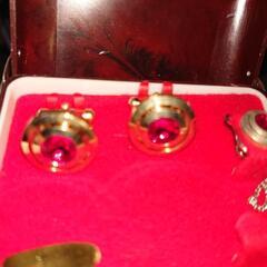 天然石ネクタイピン、ルビーのカフス