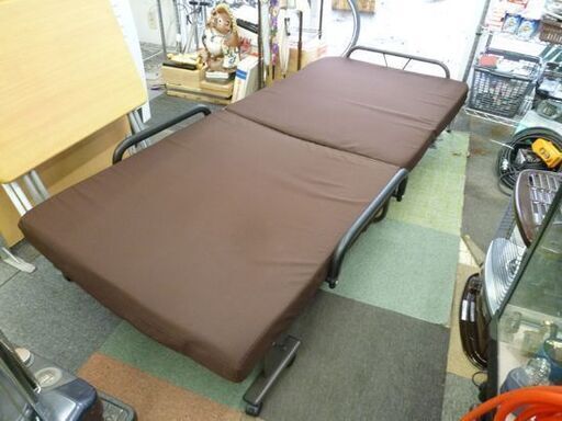 シングル 折りたたみベッド 幅89×198㎝ ブラウン 折り畳み ベッド マット付き 茶 札幌 北20条店