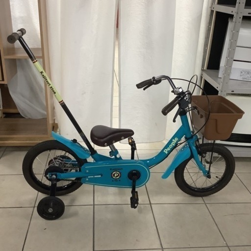 【超美品】People   ピープル　ジュニア自転車　補助輪　押し手棒付き　14インチ