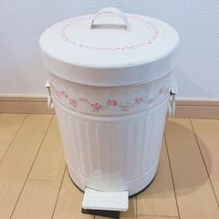 ふたつきゴミ箱　ロココ調　お花柄　姫　ロマンチック　アイボリー　ピンク