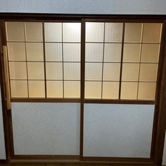 昭和レトロ　ガラス引き戸　二枚　引き取りに来て下さる方に