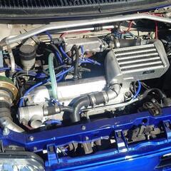 2月中!早い者勝ち。希少!L502ミラターボ　社外　左右二本出しマフラー車検対応 シャコタン!ストレートマフラー!WORKマイスターS1履き!JB直4