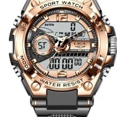 腕時計　防水　ブラックゴールド