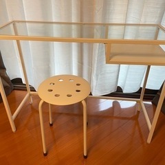 【無料】ガラス天板デスク&イケアチェア
