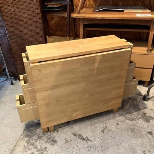 《売約済》IKEA イケア　ノールデン　NORDEN ゲートレッグ　テーブル　ダイニングテーブル　作業台　バタフライ　伸張式　エクステンション　2人掛け　4人掛け　バーチ材　ミシン台　スカンジナビア　デザイン　北欧　ナチュラル　カントリー　デスク