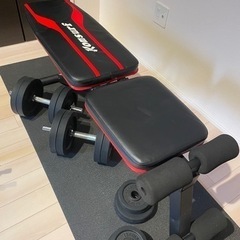 トレーニングベンチ ダンベル器具1式 （マットレスプレゼント）
