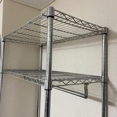 家具 収納家具 スチールラック ハンガーラック付の画像