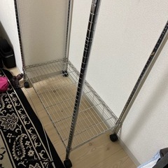 家具 収納家具 スチールラック ハンガーラック付の画像