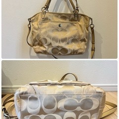  COACH(コーチ) シグネチャー 2WAY トート ロングショルダーバッグ 斜め掛け 13139 ベージュ キャンバス×レザー【ブランドバッグ】 【中古】 の画像