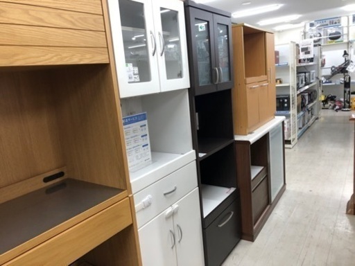 ニトリ レンジボード 2枚扉 ダークブラウン×ホワイト スリムタイプ【トレファク堺福田店】