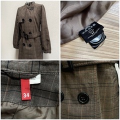 決定済み　H&M ロング　トレンチ　コート　チェック柄　アウターの画像