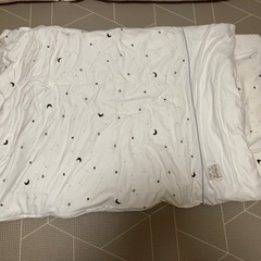ベビー布団セット  オーガニックコットン ニット綿100% 全て洗える 60×90cm ミニサイズ ミニ布団 ミニベッドニット生地 星 スター きらきら 月 ホワイト 出産準備の画像