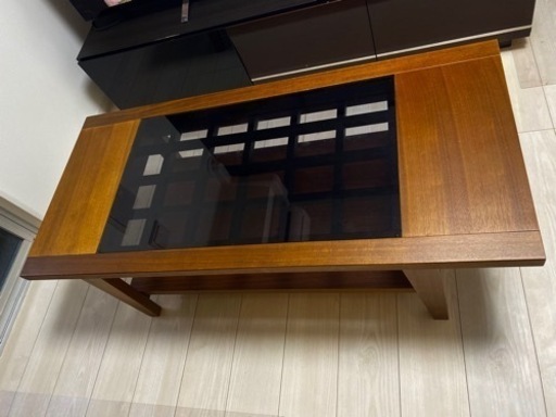 ガラス天板付きローテーブル(横120×奥55×高さ38cm)