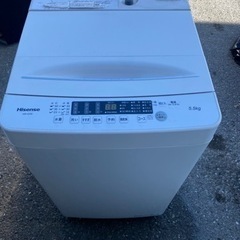 北九州市内配送無料　保証付き　2020年　洗濯機 縦型 一人暮らし 5.5kg 簡易乾燥機能付洗濯機 ハイセンス Hisense HW-K55E コンパクト シンプル 時短機能付 予約機能付