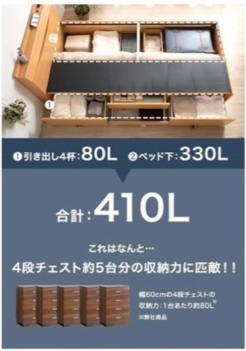 【値下げ交渉⭕️】シングルベッドフレーム　収納／コンセント2つ
