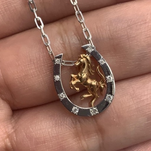 K18 K18WG 18金　ホースシュー　ネックレス　5.6g ダイヤモンドネックレス