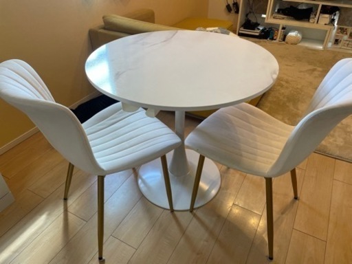 ダイニングテーブル　円形　3点セット