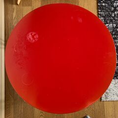 ミニテーブル（折り畳み、赤、円形）の画像