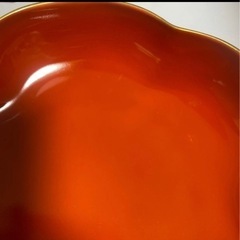 未使用品 深川製磁 梅型 朱色 皿の画像