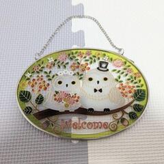 【売ります】ウェルカムボード　ガラス細工　フクロウ