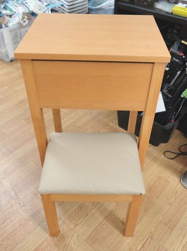 無印良品 ドレッサー デスク 幅46ｘ奥行36.5ｘ高さ72.5㎝ スツール付き コンパクト タモ材 ナチュラル 化粧台 MUJI 西