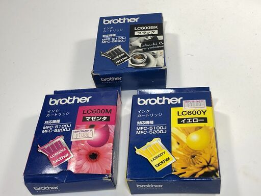 ブラザー(brother)純正インク LC600BK/LC600M/LC600Y　送料無料