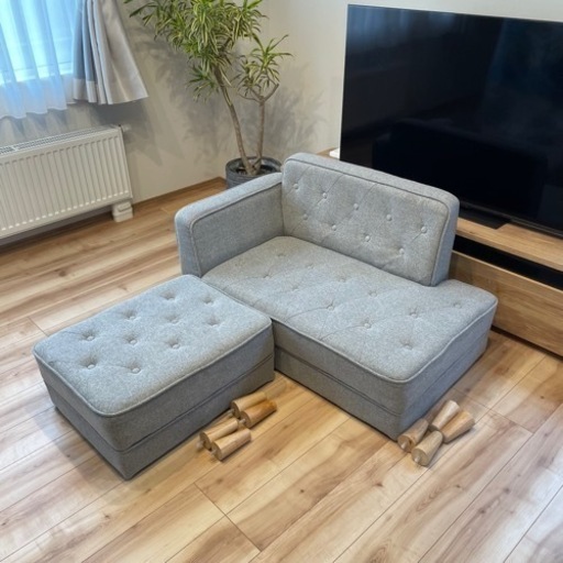 【美品】カウチソファー★コンパクト★2人掛け★グレー色