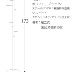 オシャレ　衣類掛け　高級　ポールハンガー　ハンガーラック　スタンド　シルバーの画像