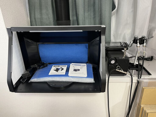 プラモデル塗装器具 コンプレッサー、塗装ブース、乾燥機 3点セット