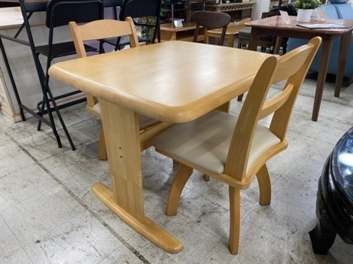 【愛品館 江戸川店】NITORI（ニトリ）回転式チェア ダイニングテーブル3点セット ID:152-008895-007