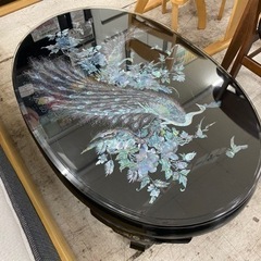 愛品館 江戸川店 テーブル】螺鈿細工 オーバルテーブル ID：150-050499-007