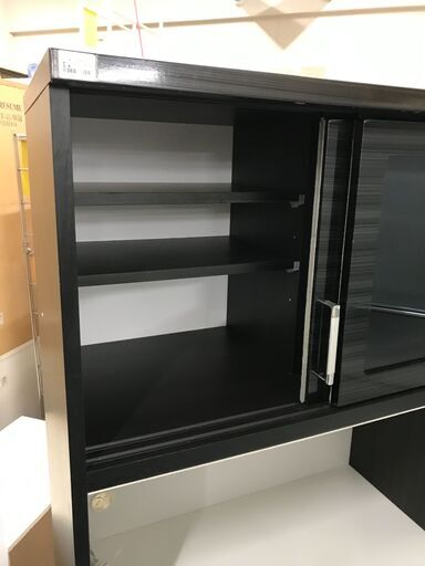 ★キッチンボード 木目調 黒 幅90 ×奥行48 ×高さ183.5 cm※中古Bランク