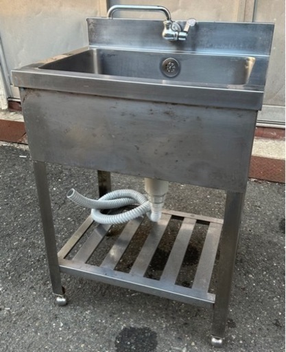 業務用 1槽シンク 蛇口付き 幅600×奥450×高さ800+90(mm) 流し台 一層 一槽 キッチン 手洗い場 厨房機器 1層シンク 大阪発