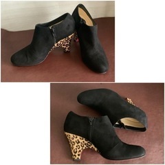 カリーノ【23㎝】コンビ素材ブーティ☆クリーニングお手入れ済の画像