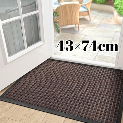 玄関マット エントランス　滑り止めマット　新品　格子柄　ブラウン43x74cm