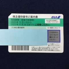 再値下 ANA 全日空　株主優待【2023年11月30日搭乗まで】