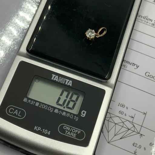 K18 18金 ダイヤモンドペンダント　 0.69ct 0.8g