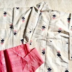 昭和 レトロ　着物　ピンク　桜色　小紋　　名古屋帯　セットの画像