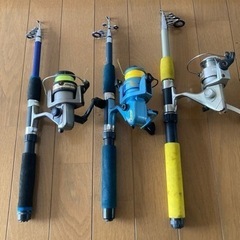 中古釣竿３本リール付き