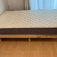 天然木3段階高さ調整 脚付きすのこベッド(SD NA)&ニトリマ...