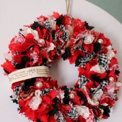布リース　クリスマスに♪　ハンドメイド