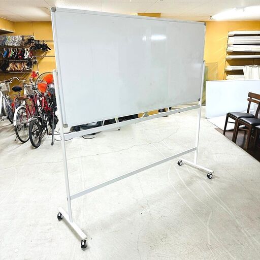 【家具・家電複数購入で割引可】オフィスコム ホワイトボード ホワイト 事務用品 両面タイプ キャスター付き