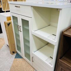 ✨協和産業 キッチンカウンター ⭐定価￥29,800⭐ スライド棚 人気のホワイト✨ 531