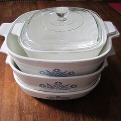 ☆彡　パイロセラム　角型　キャニスター　ブルーコーンフラワーセット　☆彡　耐熱ガラス　４個セットの画像