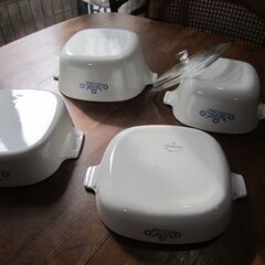 ☆彡　パイロセラム　角型　キャニスター　ブルーコーンフラワーセット　☆彡　耐熱ガラス　４個セットの画像