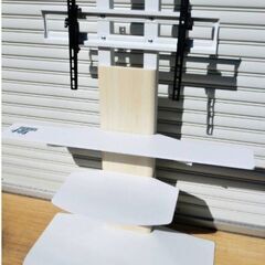 壁寄せスタンド Swing テレビスタンド　WS-B840-NA　スチール　ナチュラル×ホワイト　棚板、サウンドバー付　40～77V型対応　朝日木材加工