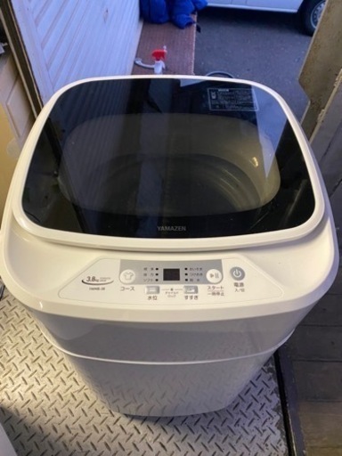 北九州市内配送無料　保証付き　2021年　[山善] 全自動洗濯機 3.8kg YWMB-38(W) ホワイト ノンインバーター 一人暮らし 幅47cm 節水 小型