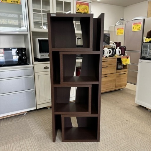 ②【超美品‼️】定価37,890円♪ 丸繁木工 50~89cm幅 伸長式オープンシェルフ ラック 多目的棚 木製ダークブラウン♪  